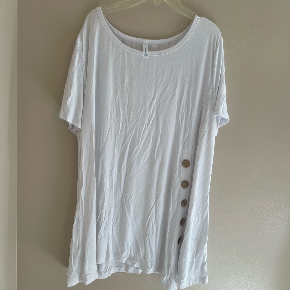 JOUICA - Women's White Button-Detail Top